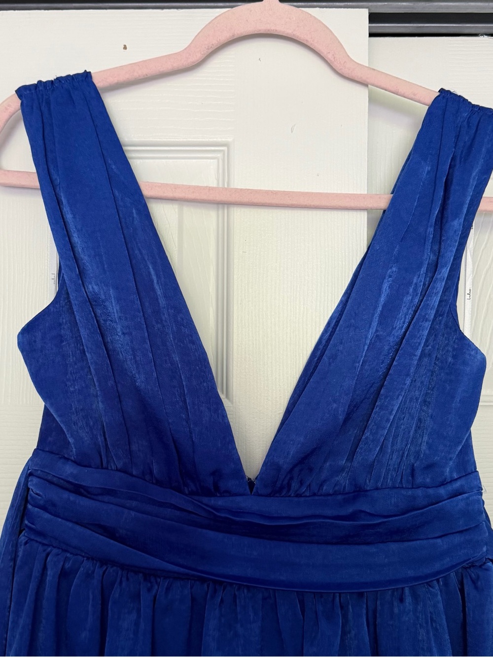 Lulu's Royal Blue Tiered Maxi Dress with Waist Tie - Picture 6 of 7